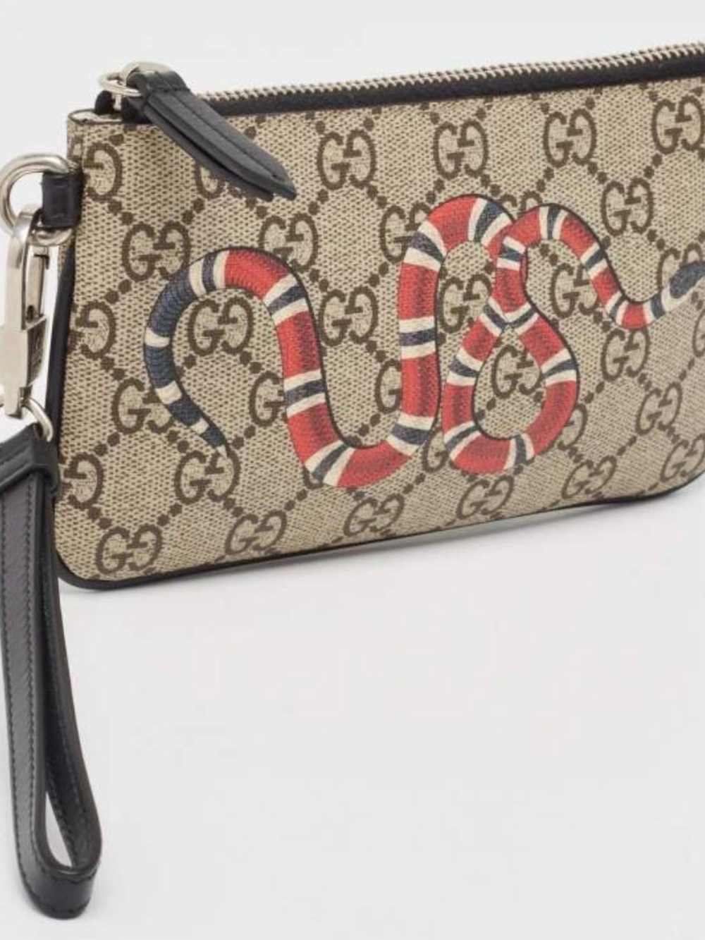 💙  Gucci King Snake Print Supreme GG Canvas Zip Pouch Wristlet 💙